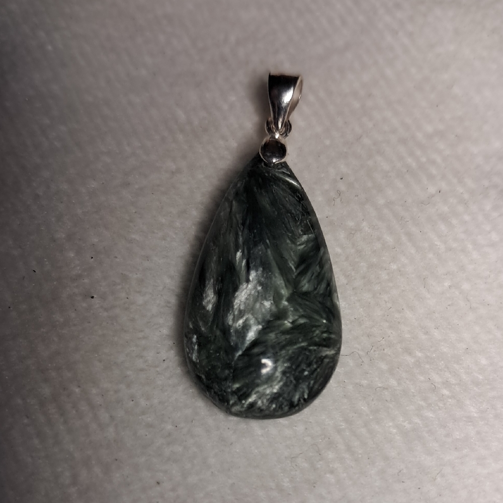 Nat. Seraphinite .925 Sterling Pendant